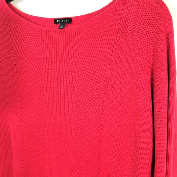Talbots Festive Season Sweater Womens M Red Texture Cashmere Blend Winter Party - Picture 3 of 8